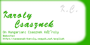 karoly csasznek business card